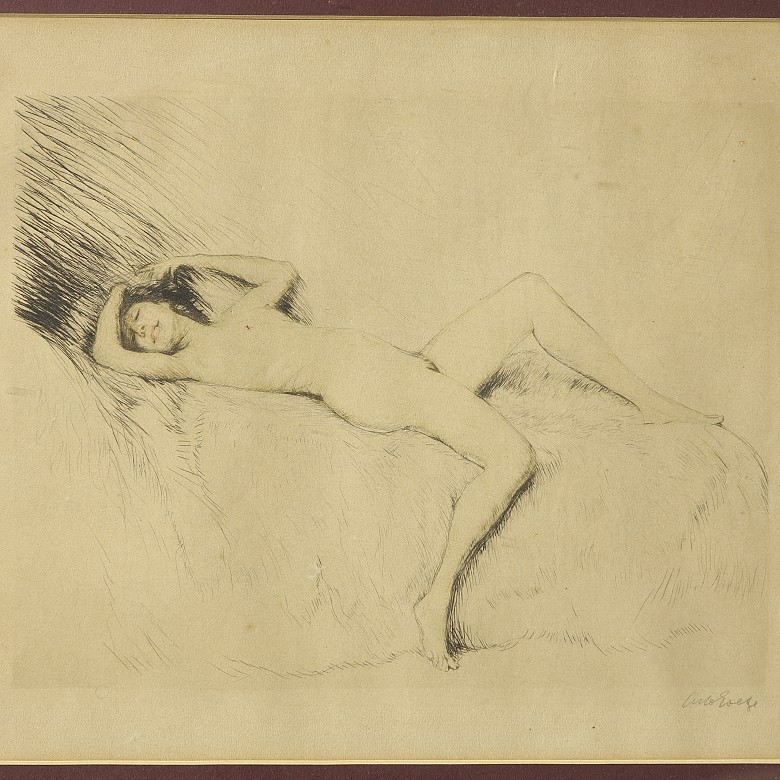 Engraving, Germany ‘Female nude’, 20th century