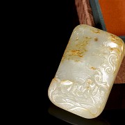 Carved jade plaque ‘Elder and poem’, Qing dynasty