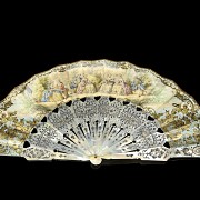 Mother-of-pearl fan ‘Romantic Scene’, 20th century