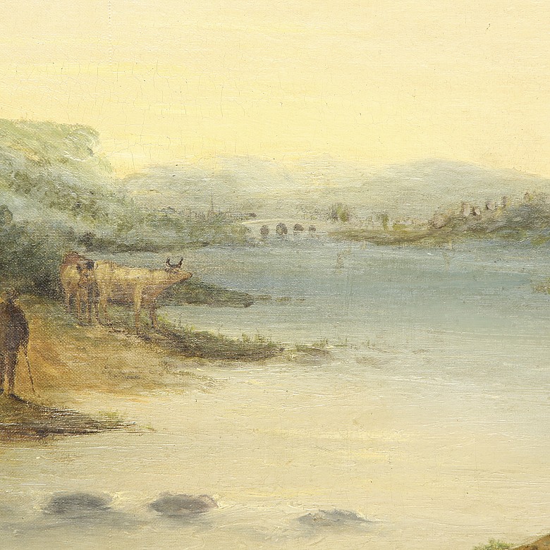 19th century English School ‘Landscape with cattle’, 1862