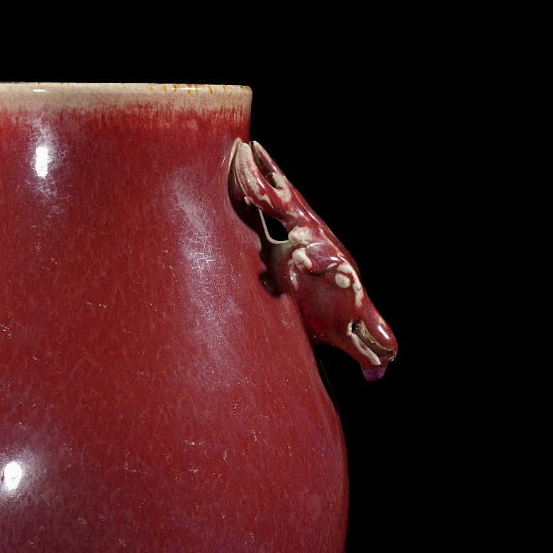 Hu ‘Deer’ red-glazed vase, Qing dynasty