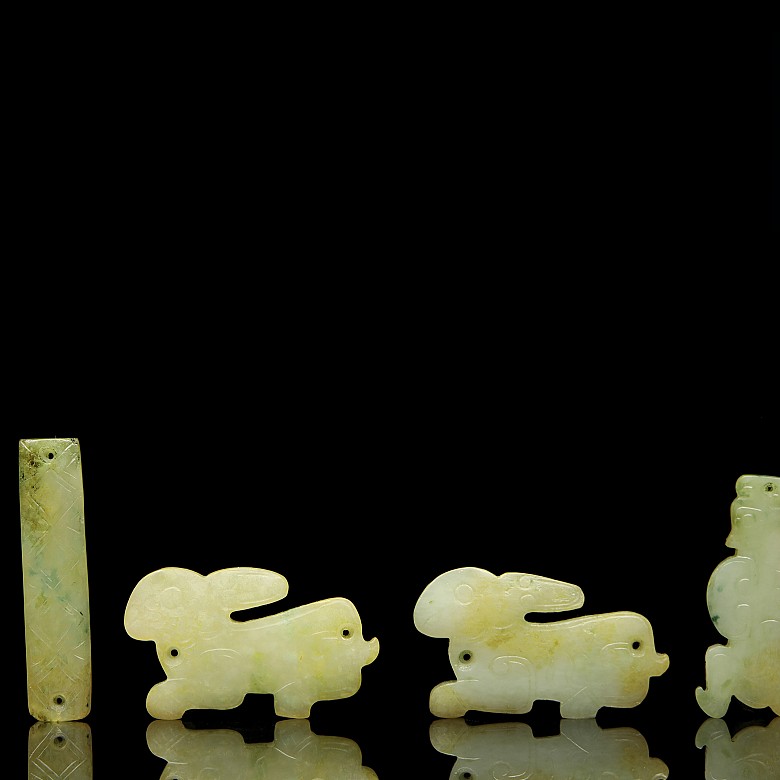 Set of six yellow jade ornaments, Western Zhou dynasty