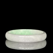 Two-coloured jade carved bicoloured bangle