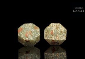 Pair of 26-sided carved jade seals, Eastern Han Dynasty