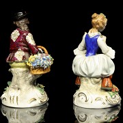 Pareja de porcelana alemana, Sitzendorf, S.XIX