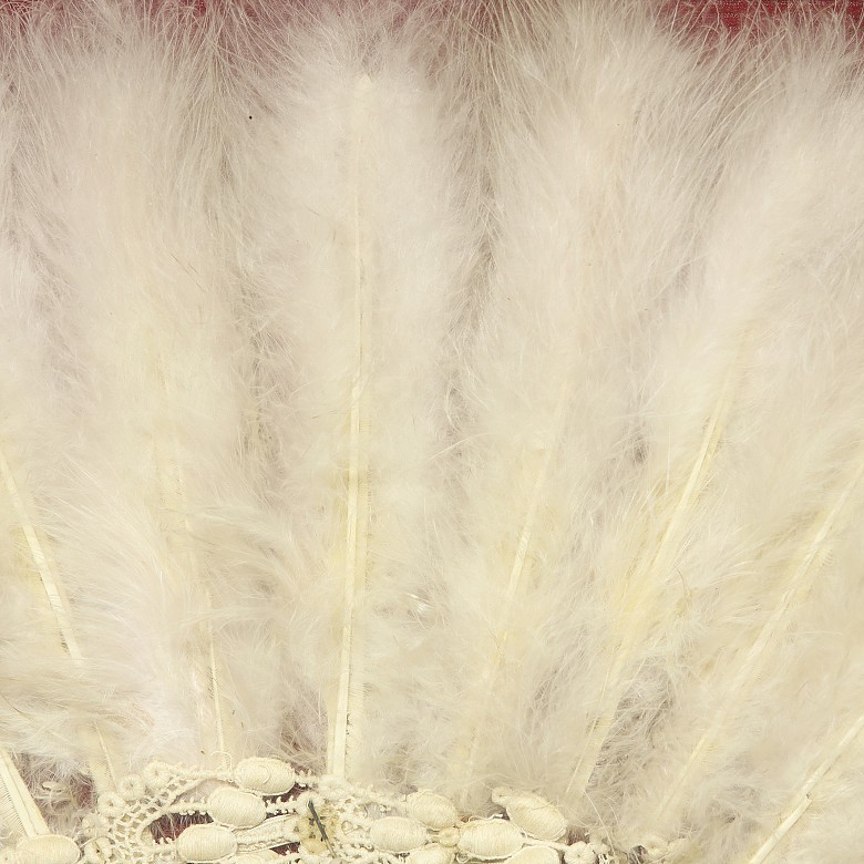 Ostrich feather fan with fan holder, 20th century