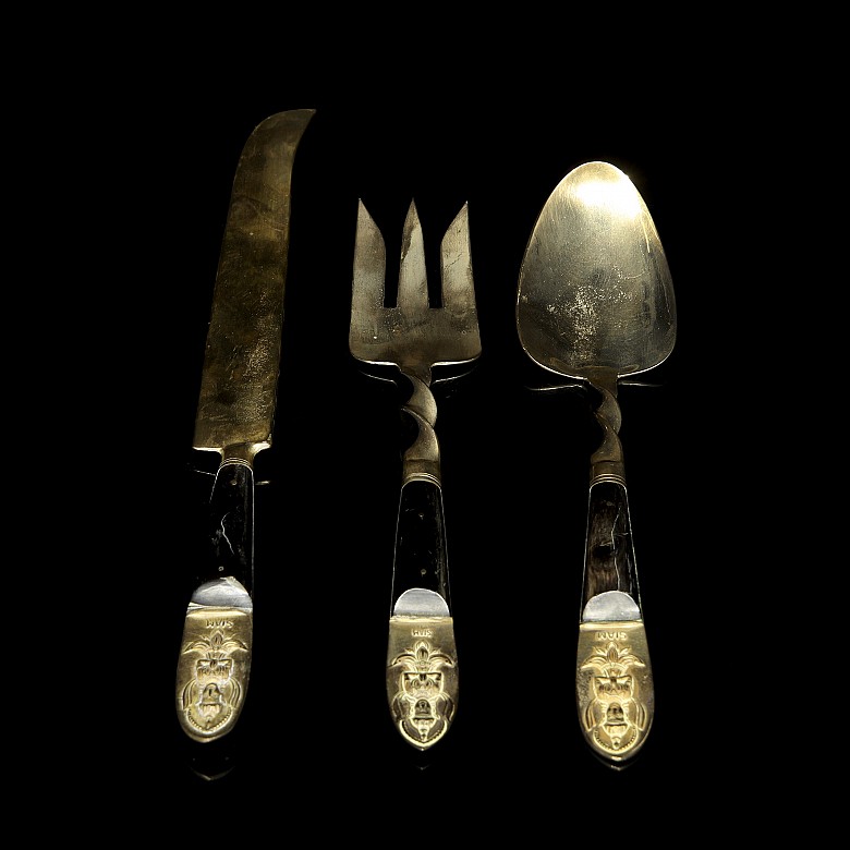 Cutlery ‘Siam’ in brass with case, 20th century