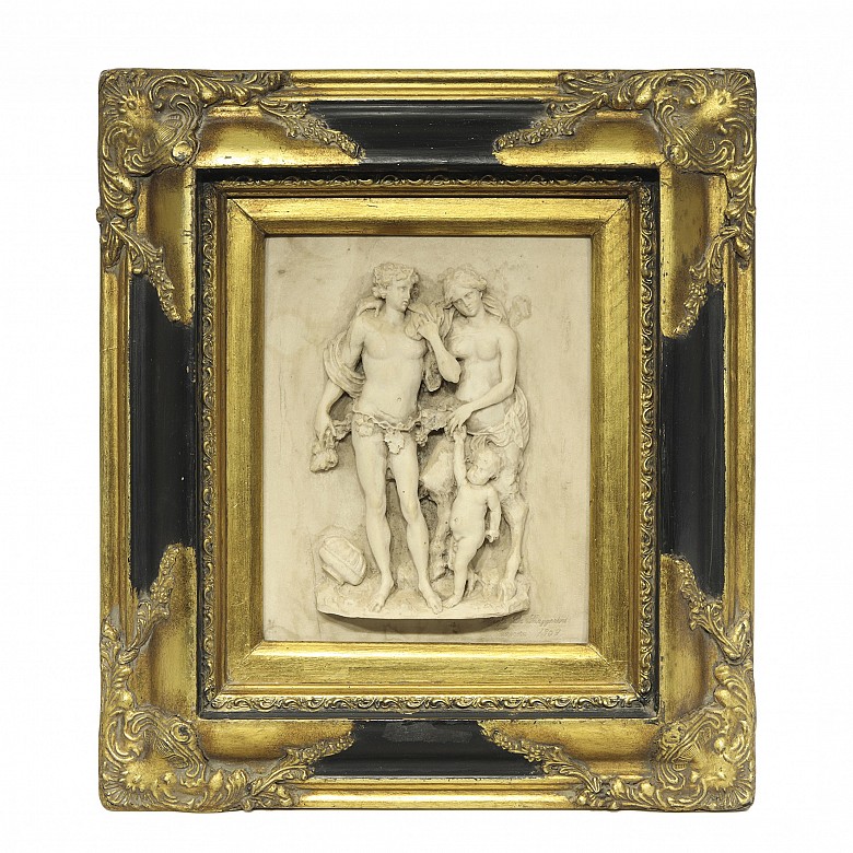 Relieve de alabastro tallado, Professor Giuseppe Lazzerini, Carrara, 1869