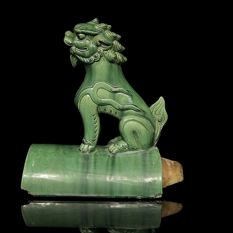 Green glazed tile “Lion Foo”, Qing dynasty