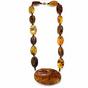 Amber and onyx necklace