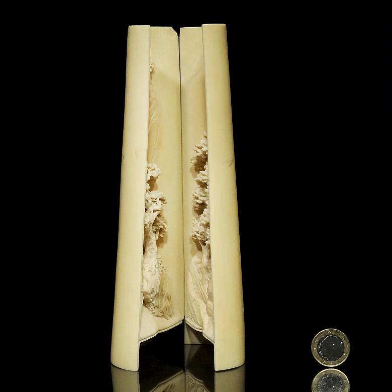 Pair of ivory armrests, early 20th century