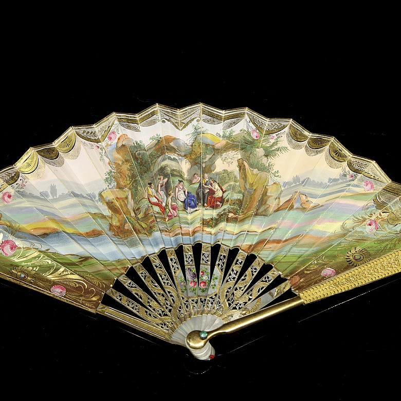 Fan with mother-of-pearl ‘Scenes’, 19th century