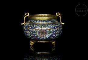 Cloisonné tripod censer ‘Ruyi and phoenix’, Qing dynasty