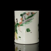 Glazed ceramic brush container ‘Characters’, Qing dynasty