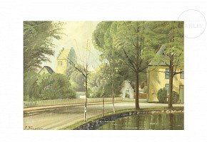 D. Horning (20th century) ‘Avenue with pond’