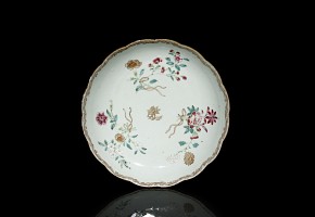 Porcelain enameled plate, famille rose, 20th century