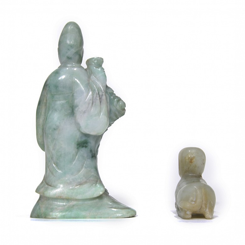 Lot of two jade figurines, 20th century