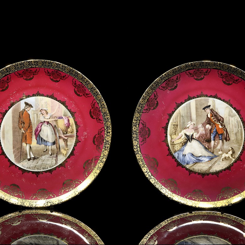 Pair of plates, JKW Decor Carlsbad Bavaria ‘Cries of London’, 20th century