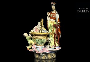 Chinese porcelain enamelled lady, 20th century