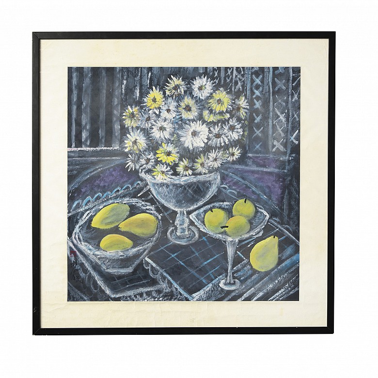 Lin Fengmian (1900-1991) ‘Still life with chrysanthemums and pears’, 20th century