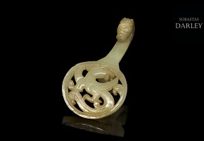 Carved jade belt hook, Han dynasty