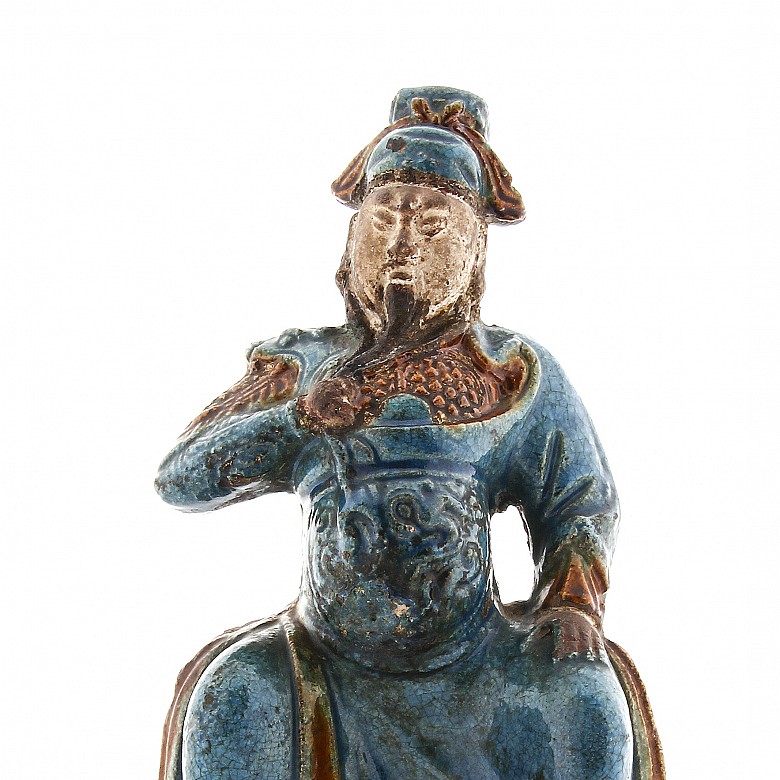 A turquoise-glazed Warrior, Qing dinasty, Kangxi period (1654-1722).