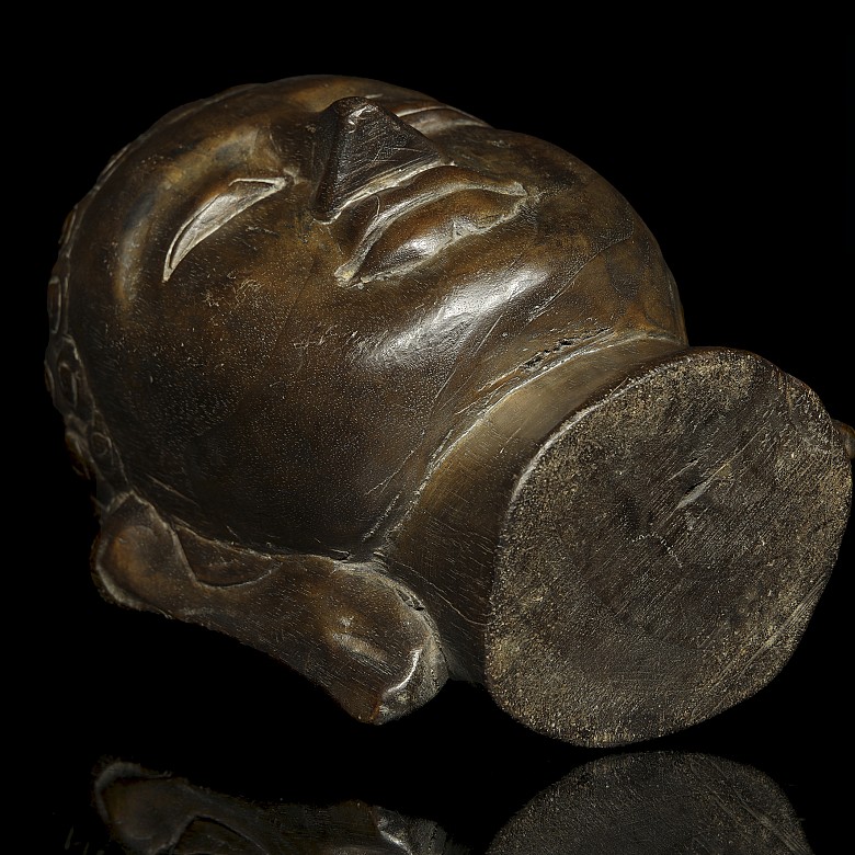 Wooden Buddha head, Asia, 20th century