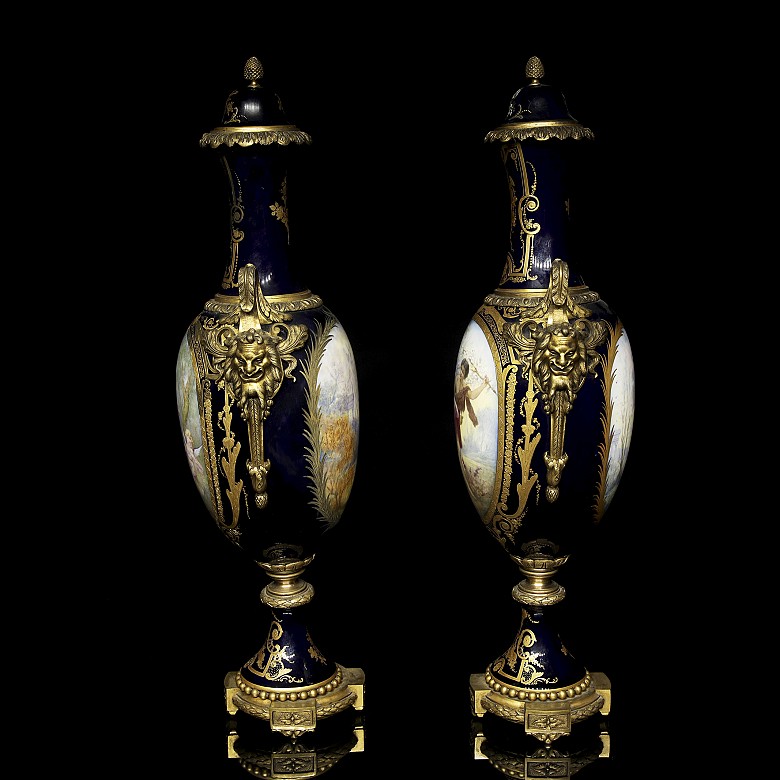 Sèvres porcelain ‘Pair of vases with scenes from romances’, 18th-19th century