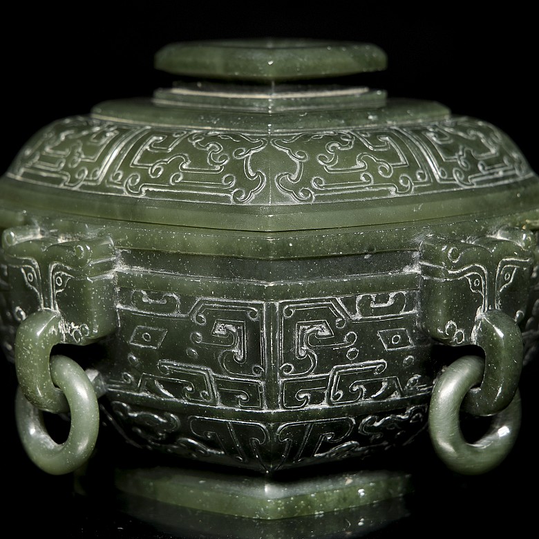 Recipiente de jade verde espinaca 