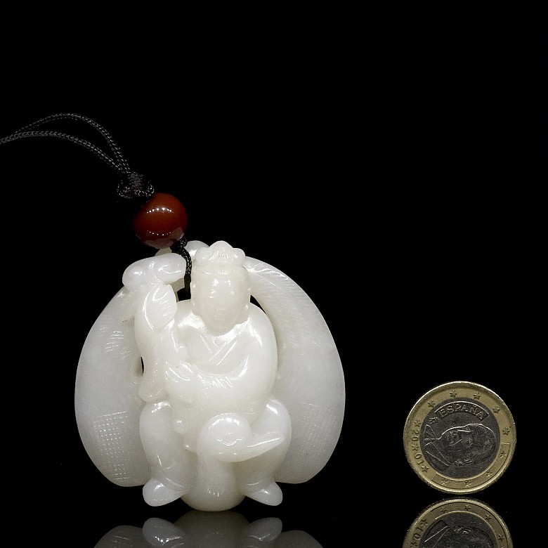 White jade immortal pendant, Ming dynasty, Wanli