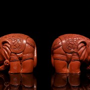 Pair of cinnabar elephants, Qing dynasty