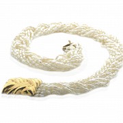 Rice pearl necklace and 18k gold clasp