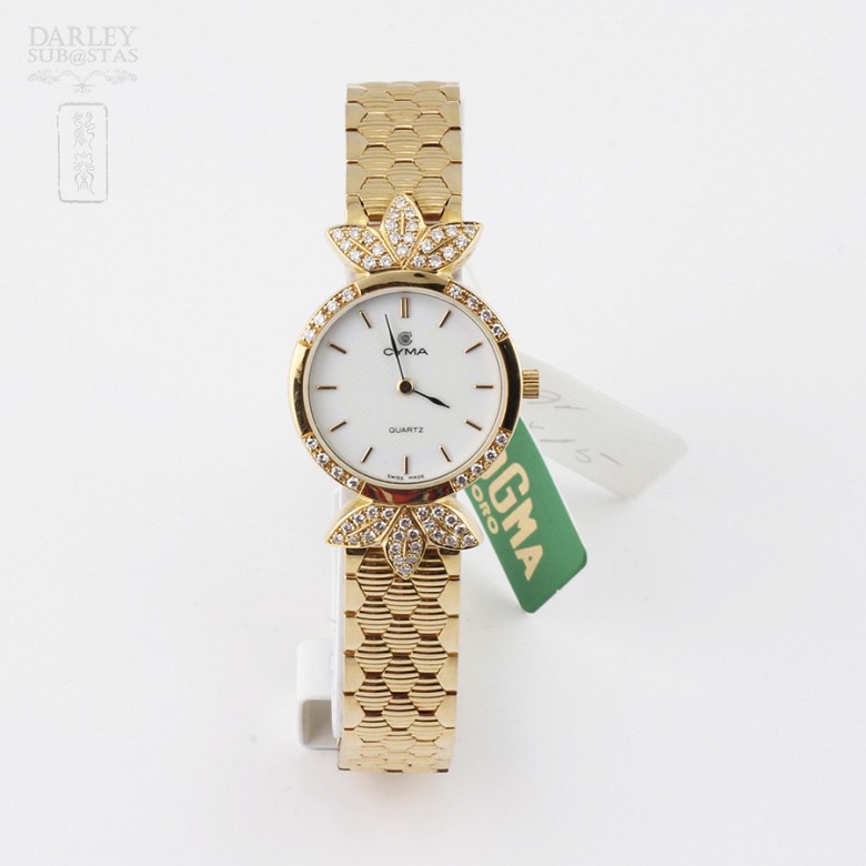 Cyma Lady Gold Watch with 70 Diamonds (new)