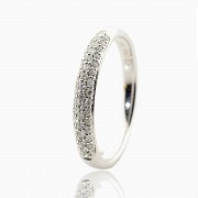 Half wedding ring with diamonds, 18k white gold