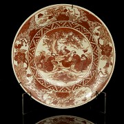 Iron-red enamelled porcelain plate ‘Garden Scene’, with Yongle mark