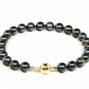 Pulsera de perlas negras Akoya