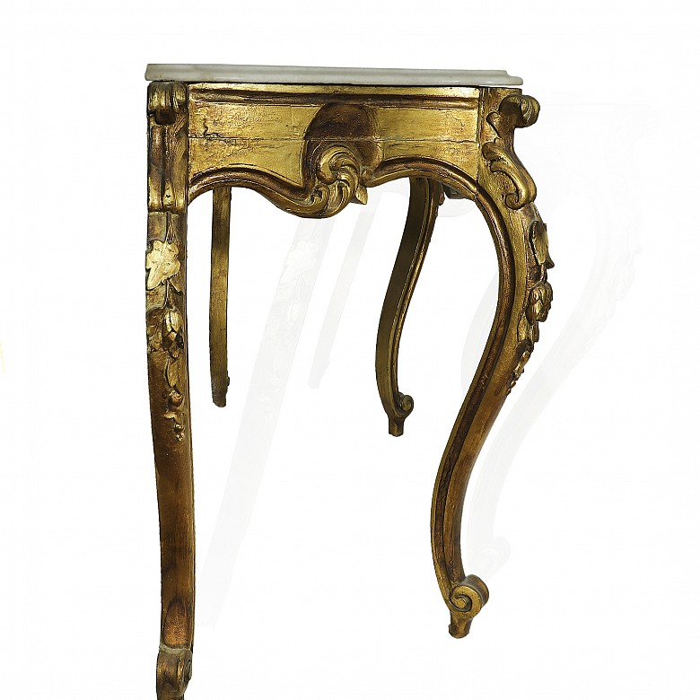 Carved and golden wood console, 20th century