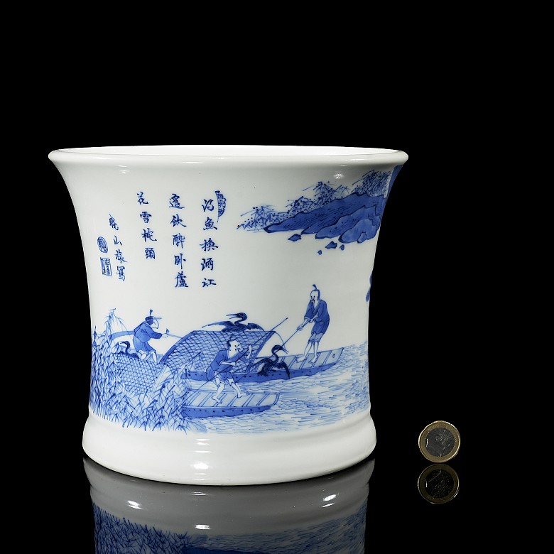 Enamelled porcelain vessel ‘Fishermen’, Qing dynasty