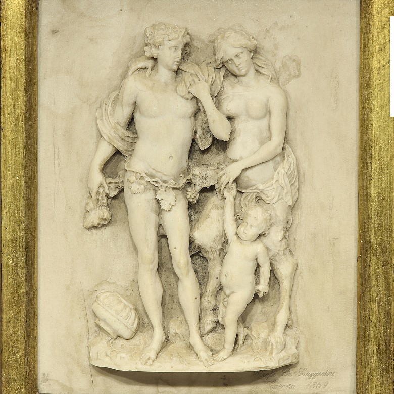 Relieve de alabastro tallado, Professor Giuseppe Lazzerini, Carrara, 1869