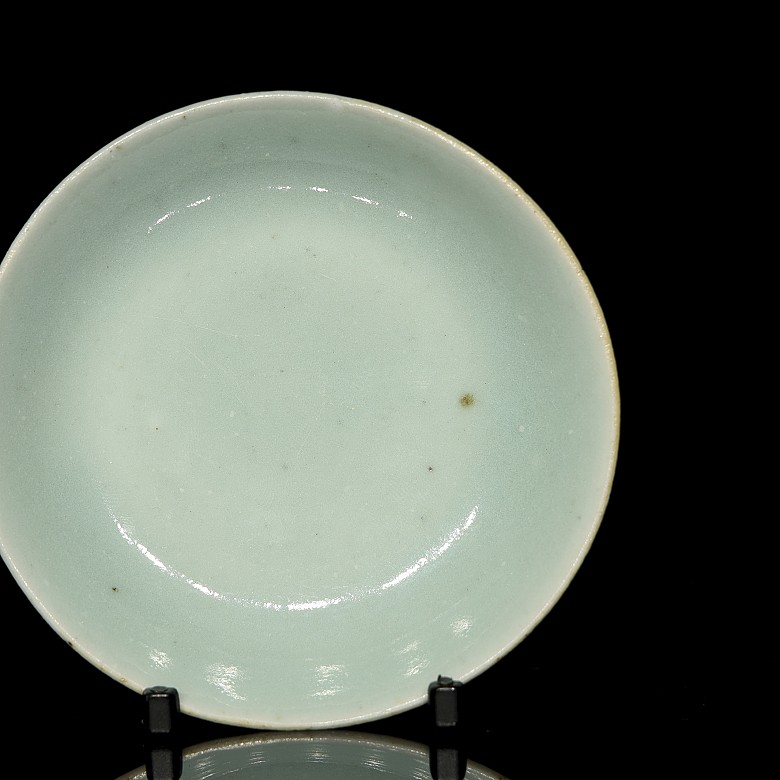 Pair of small celadon ceramic dishes, 20th century