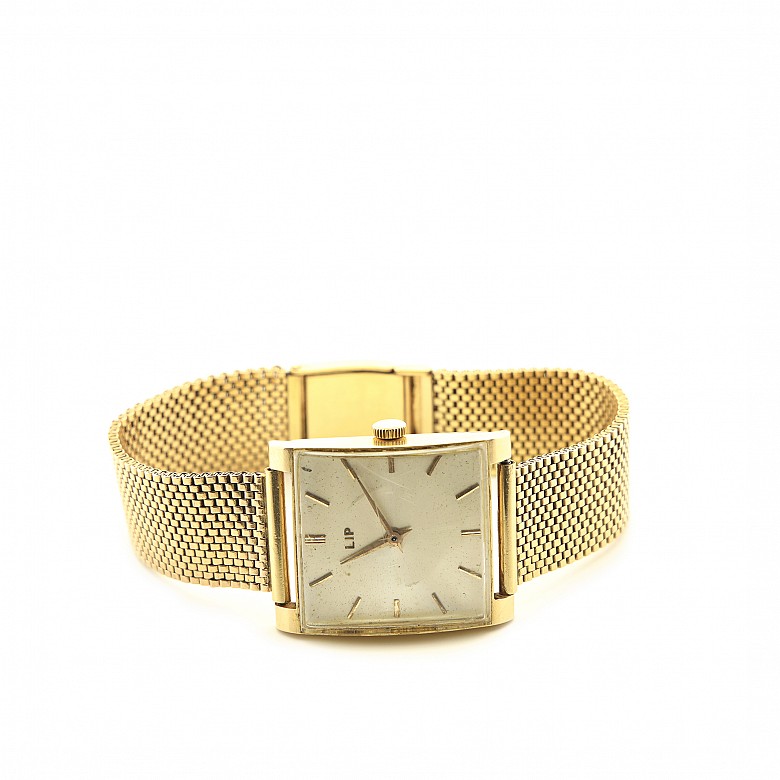 Vintage ‘Lip’ watch in 18kt yellow gold