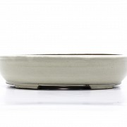 White enameled oval flowerpot, Yixing, China.