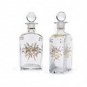 Two glass bottles with lid. 19th century