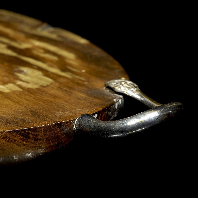 Metal and wooden charcuterie tray, 20th century