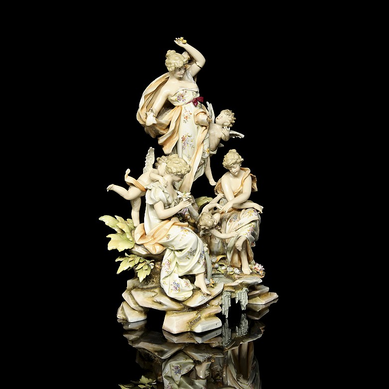 Porcelain figurine ‘Ladies and Angels’, 20th century