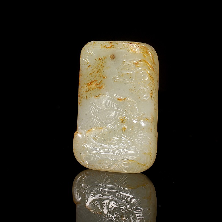 Carved jade plaque ‘Elder and poem’, Qing dynasty