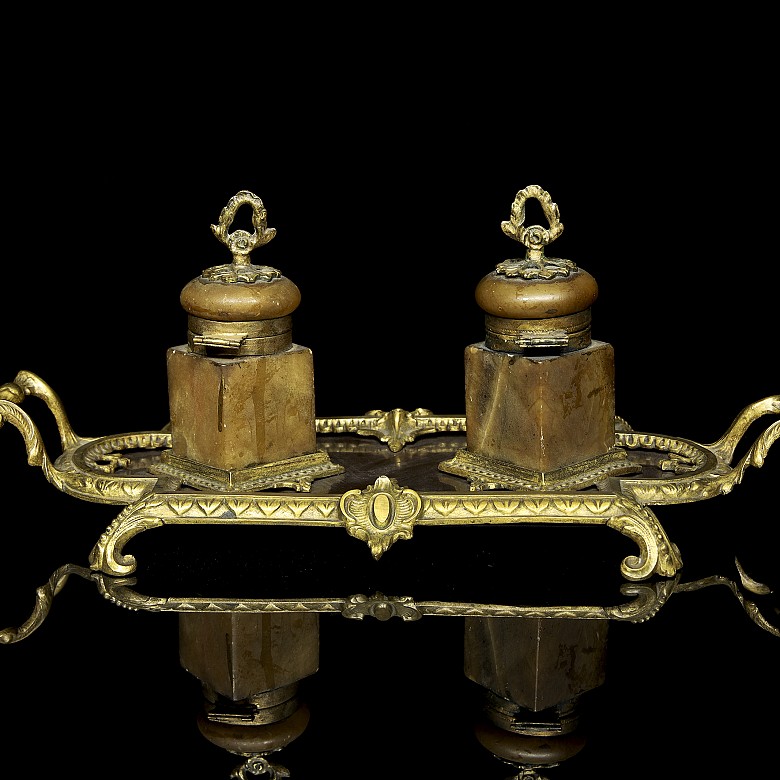 Stone and bronze scribe's desk, 19th century