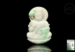 Jadeite pendant ‘Enthroned Guanyin’, Qing dynasty