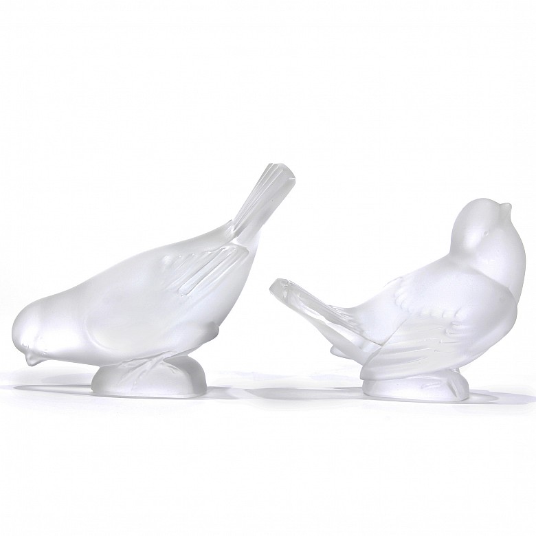 Pareja de pájaros de cristal, s.XX