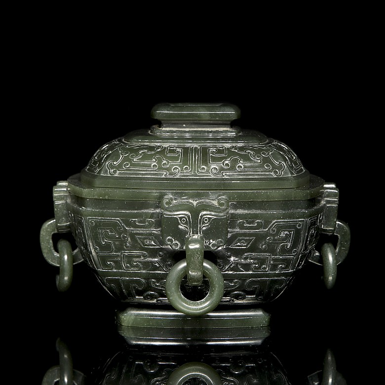 Recipiente de jade verde espinaca 